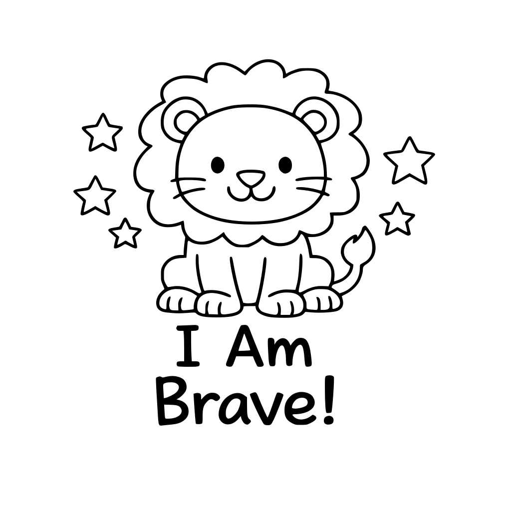 create 20 jungle animals, one per page. make them simple to colour and add matching simple kid affirmation to each animal.