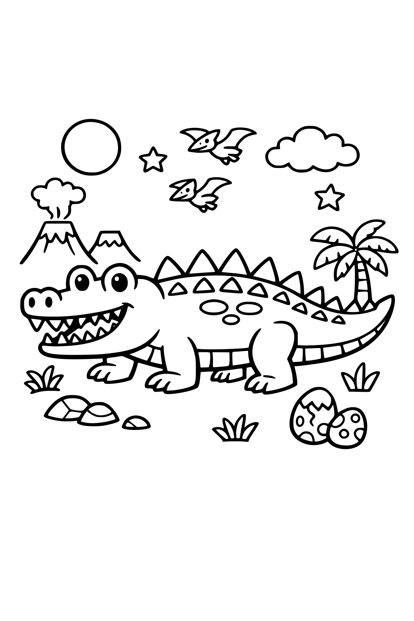 prehistoryczny krokodyl, kolorowanka dla małych dzieci