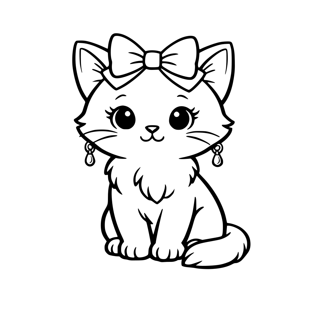 Gatinha com lacinho e brincos delicados