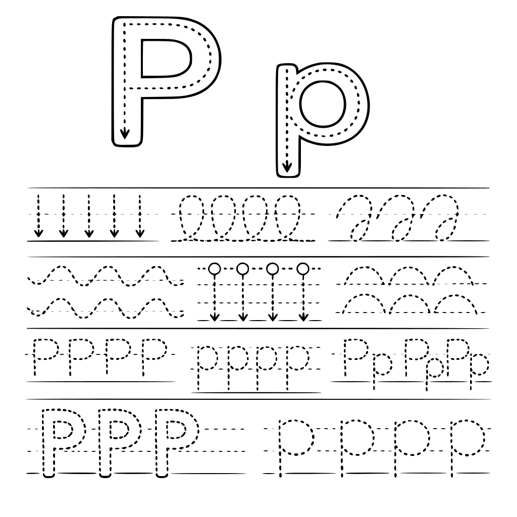 zrób całą listę ćwiczeń do litery P duże i p małe różne ślaczki wykropkowane dzięki którym nauczymy pisać się literkę P i p