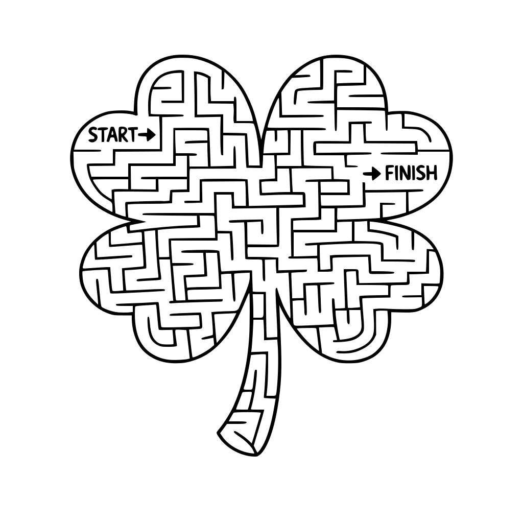 create a maze int he shape of 4 leaf clover