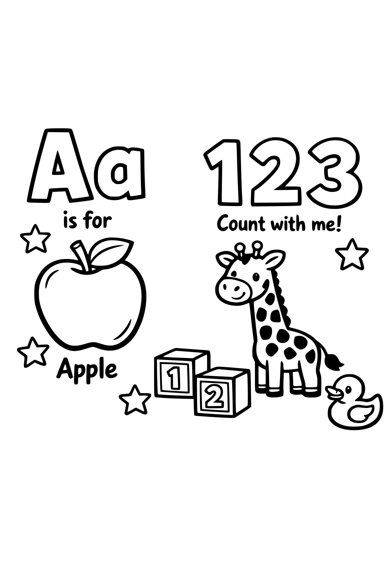 Create a Coloring Book for teaching the alphabet and numbers for toddlers