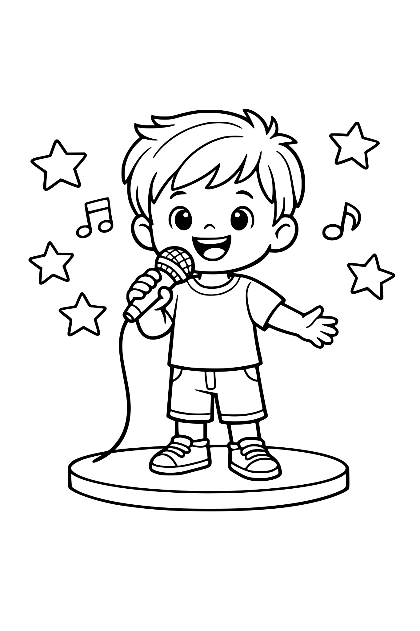 Mały chłopiec 4letni na scenie z mikrofonem