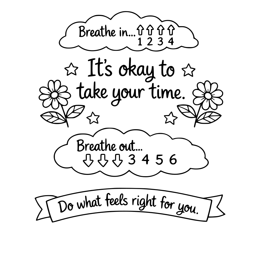 Adult / Neurodivergent coloring books. Gentle focus coloring pages Low-detail calming patterns Coloring for regulation, not perfection Pages with: breathing cues affirmations permission-based language.