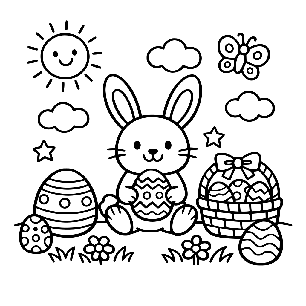 Oster Ausmalbilder für Kinder ab 4 Jahre.