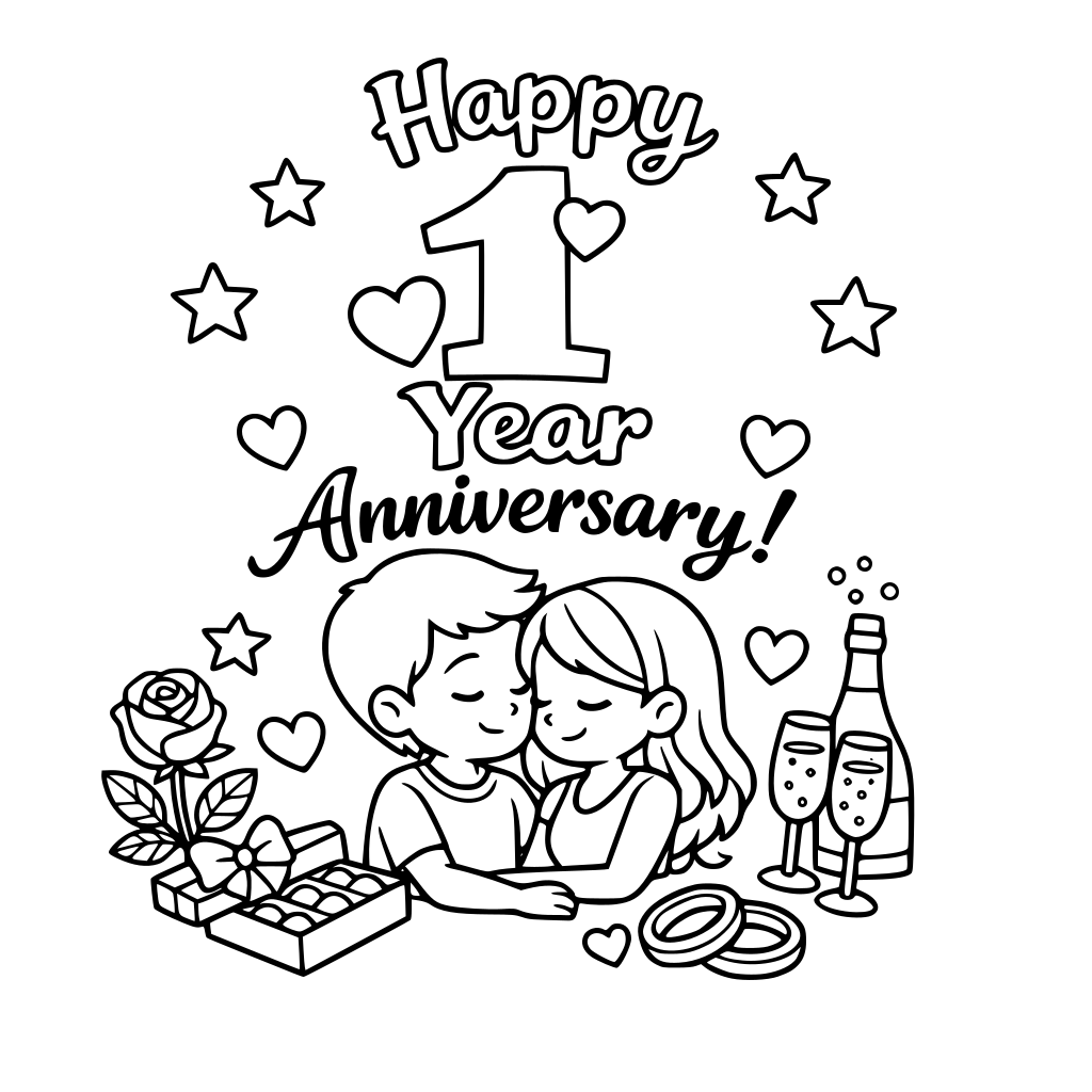I’d like to Create a coloring book for my 1 year anniversary with my partner