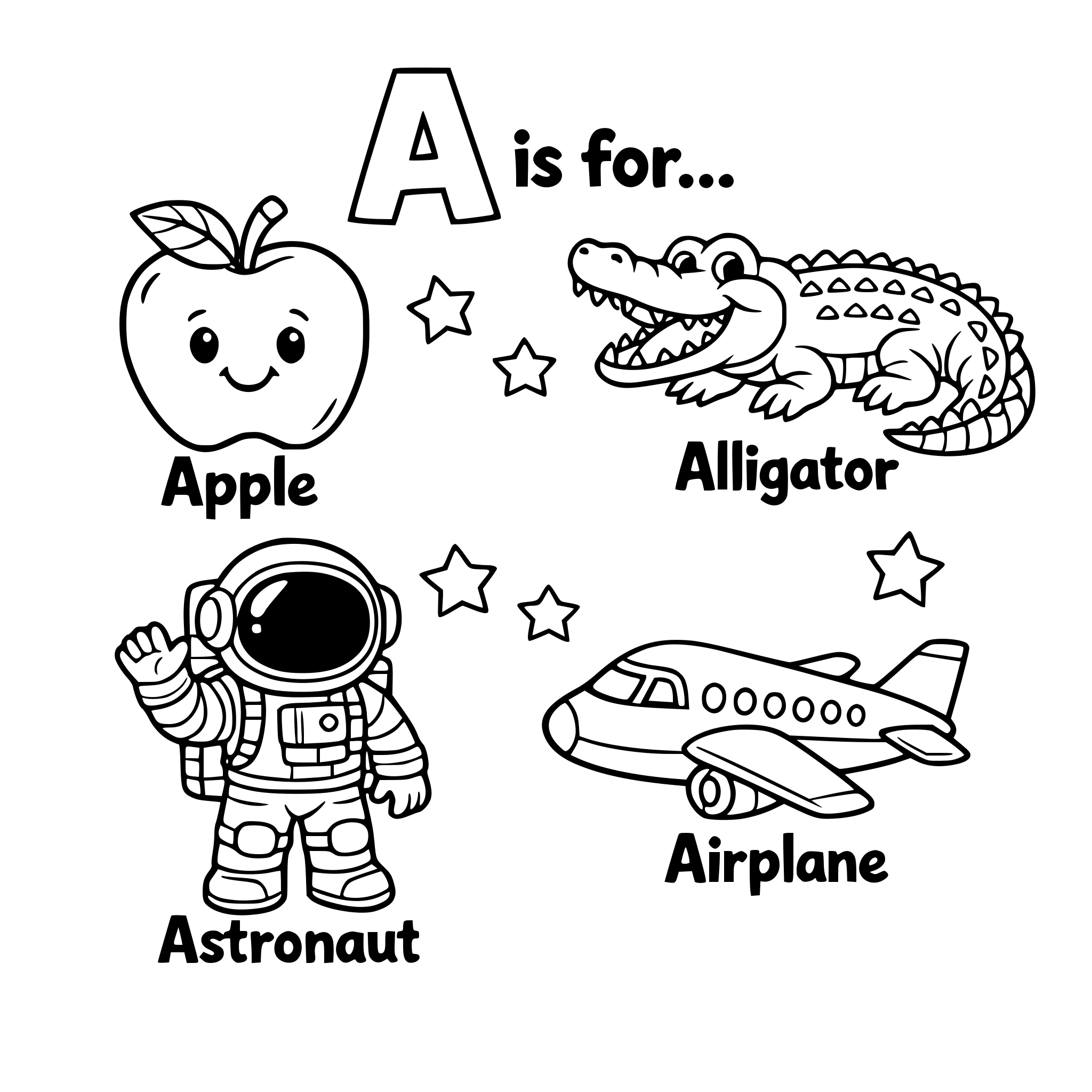 A kids coloring book helping them with the alphabet as well 