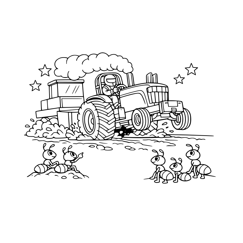 tractor pull event with mud and ants looking on