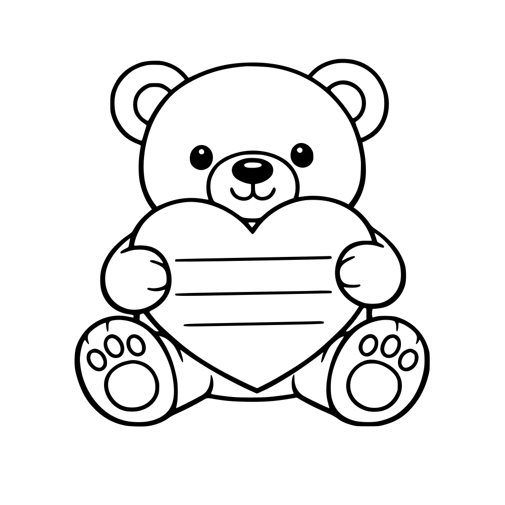 A teddy bear holding a heart plush and put lines in the middle of the heart so I can write on it