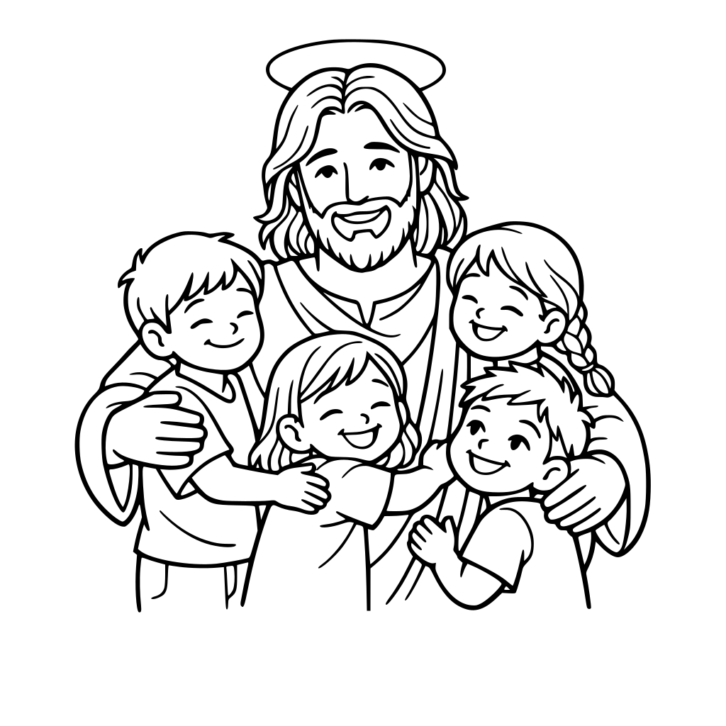 jesus abraçado com crianças