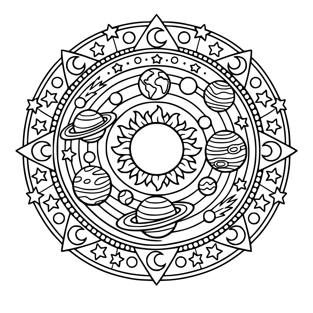 Una mandala sobre el sistema solar