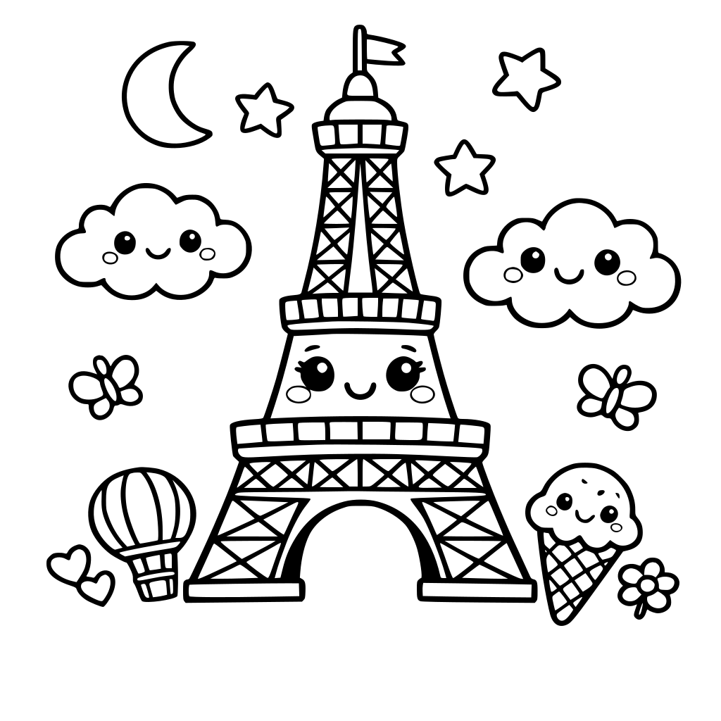 tour eifel style kawaii pour enfant