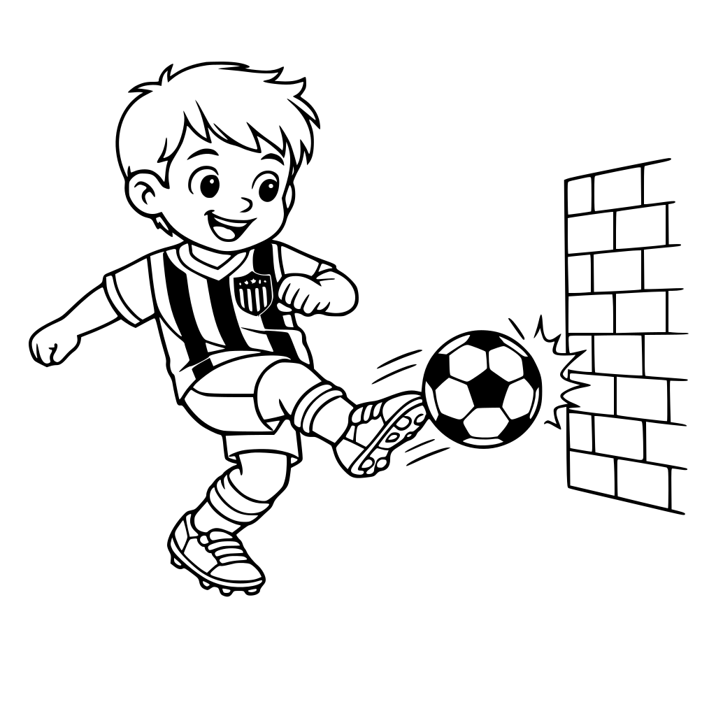 imagen de un niño con una camiseta de Peñarol, pateando una pelota contra una ared