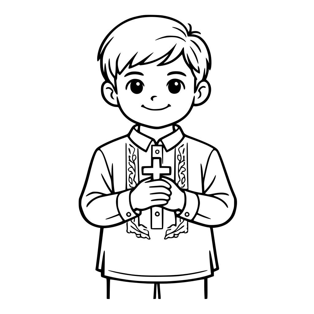 filipino boy in barong with cross