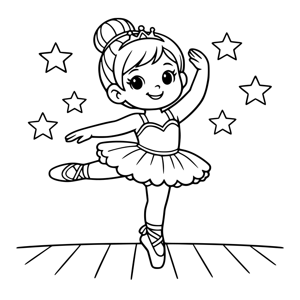 a kid ballerina posing on a stage