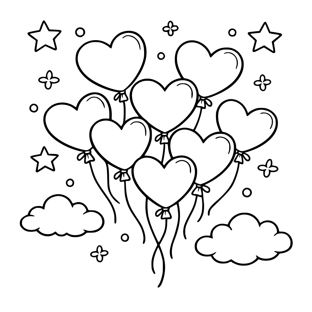 heart balloons in the air