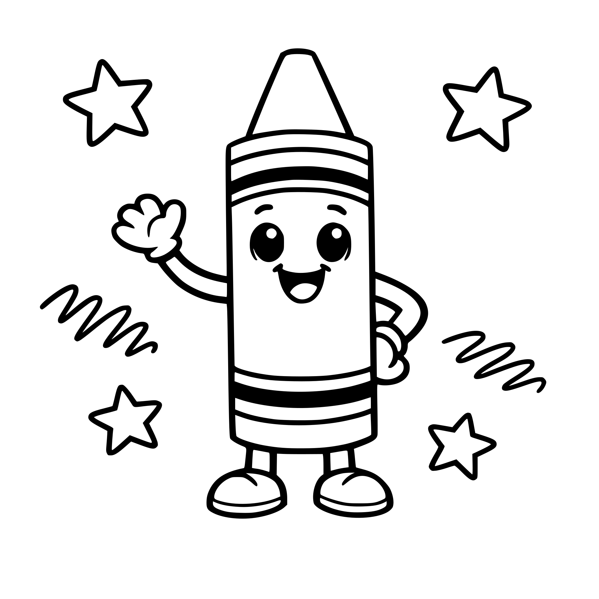 Crayon with happy face, toddler coloring page