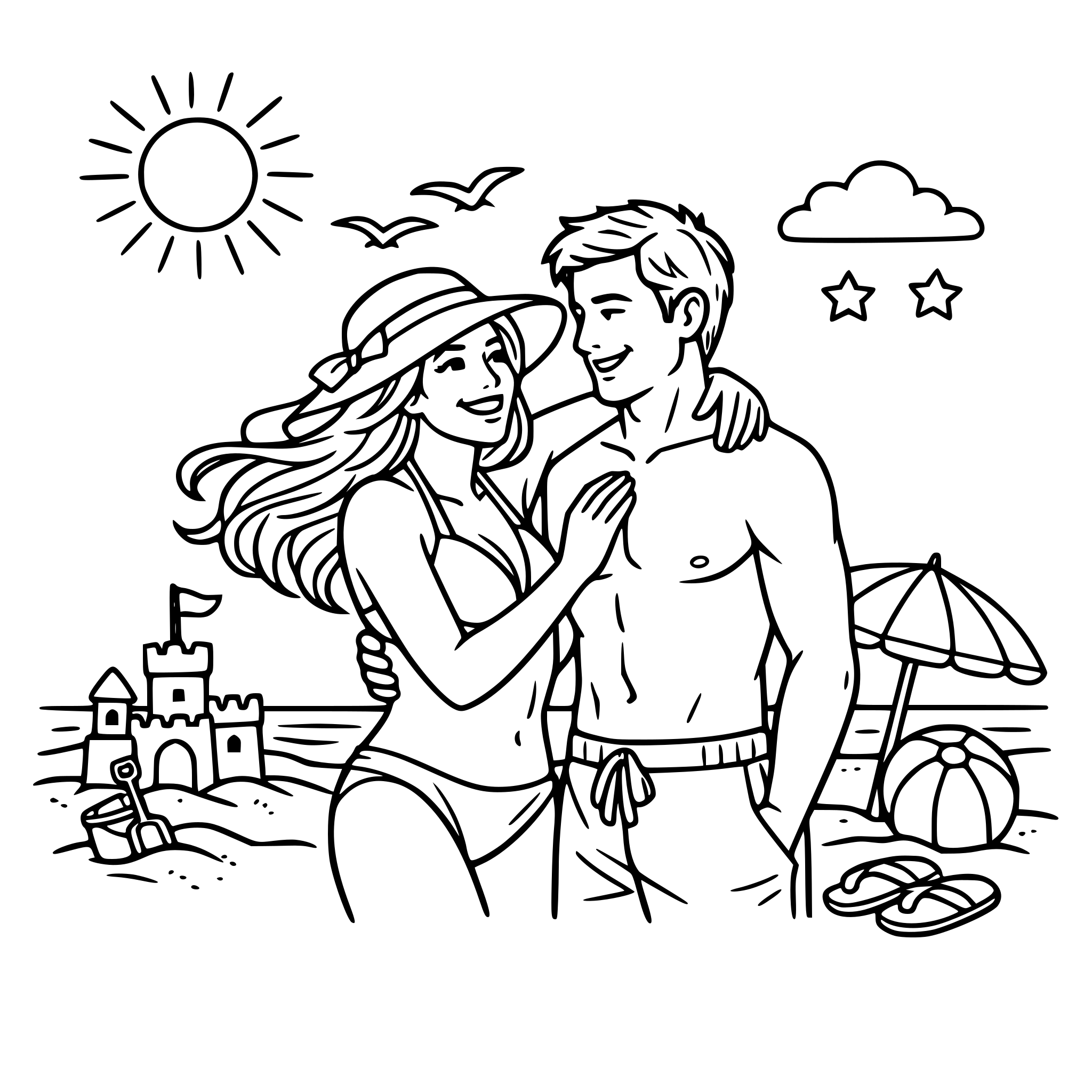 A man and woman at the beach enjoying each other