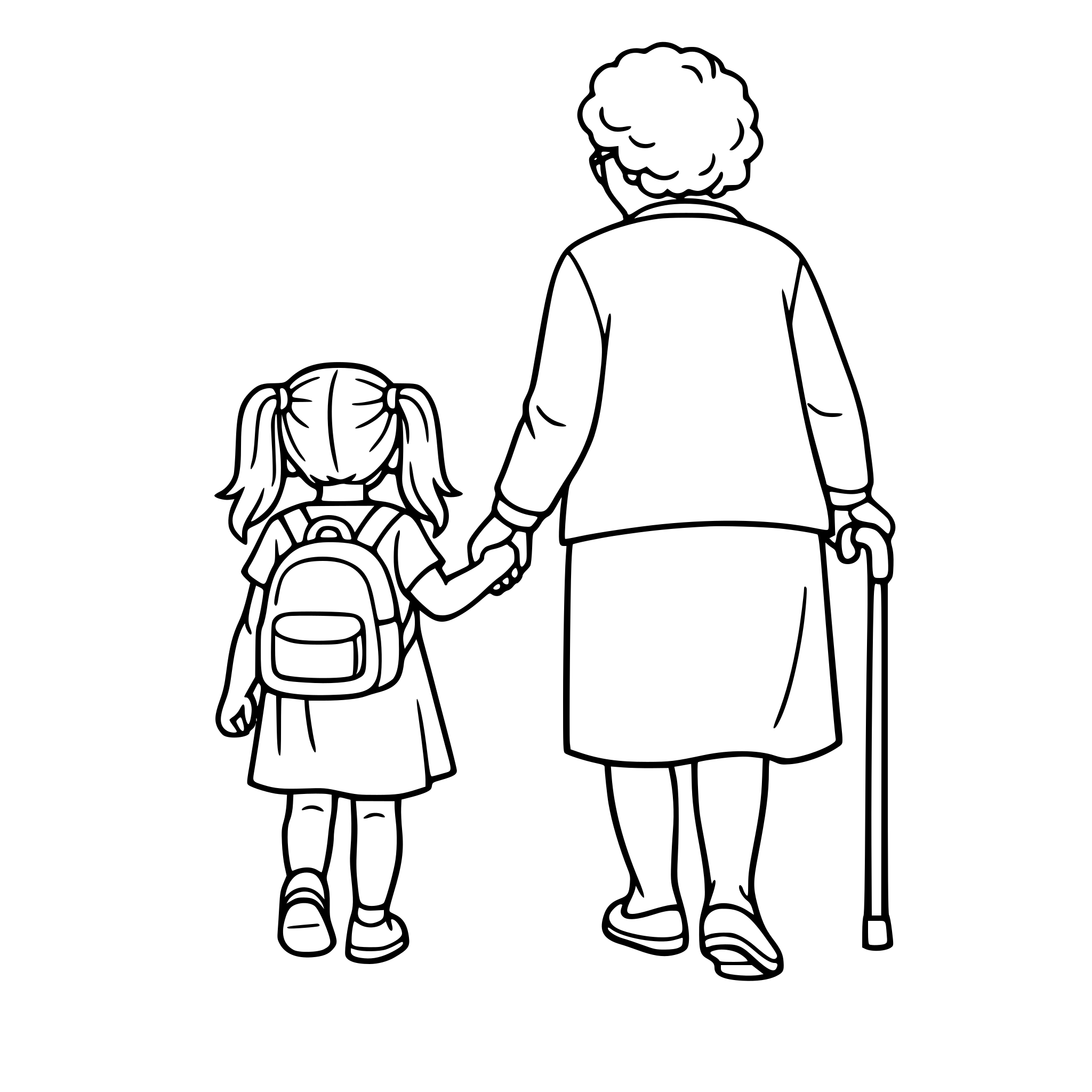 a little girl and grandmother walking away