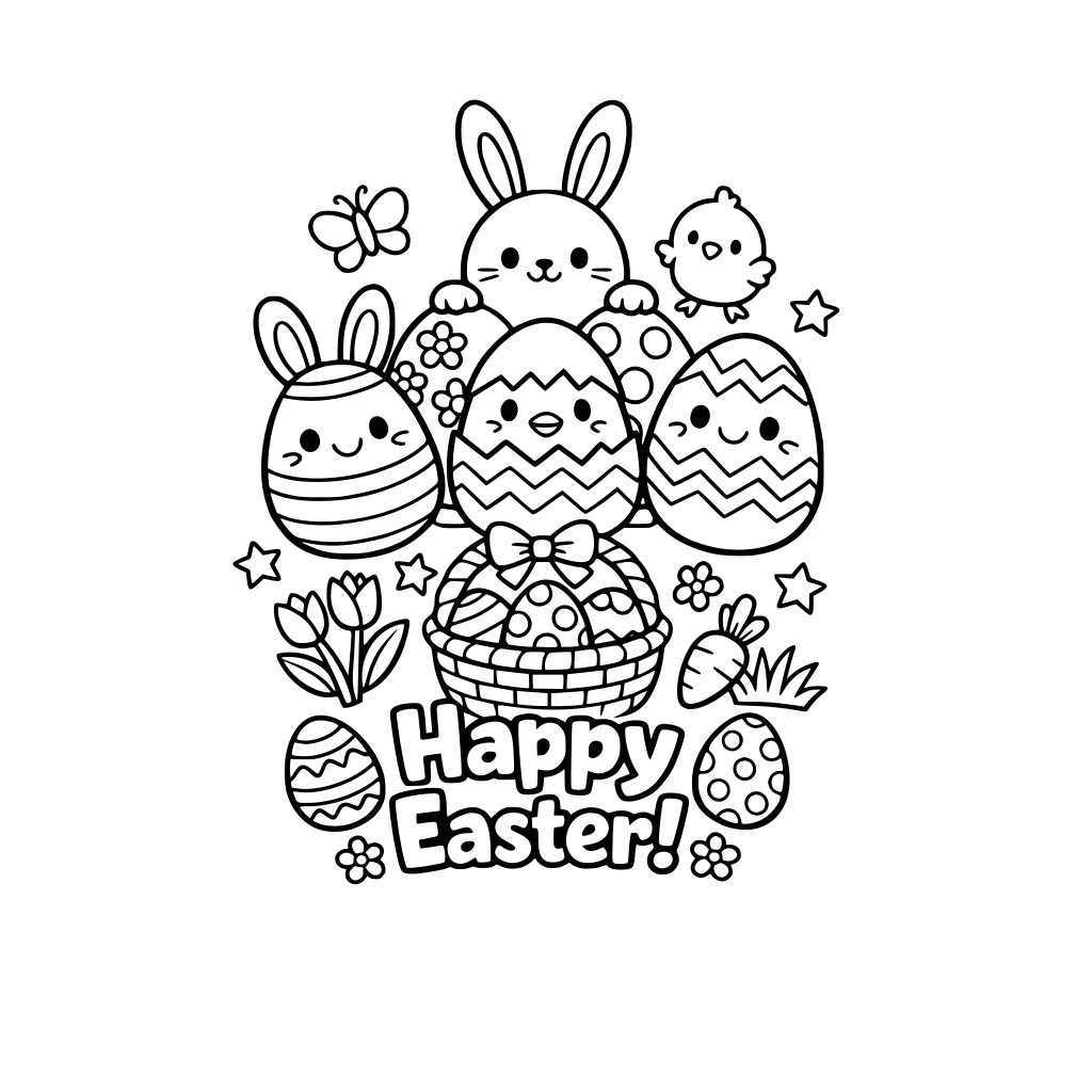 Cute Easter eggs and Easter theme