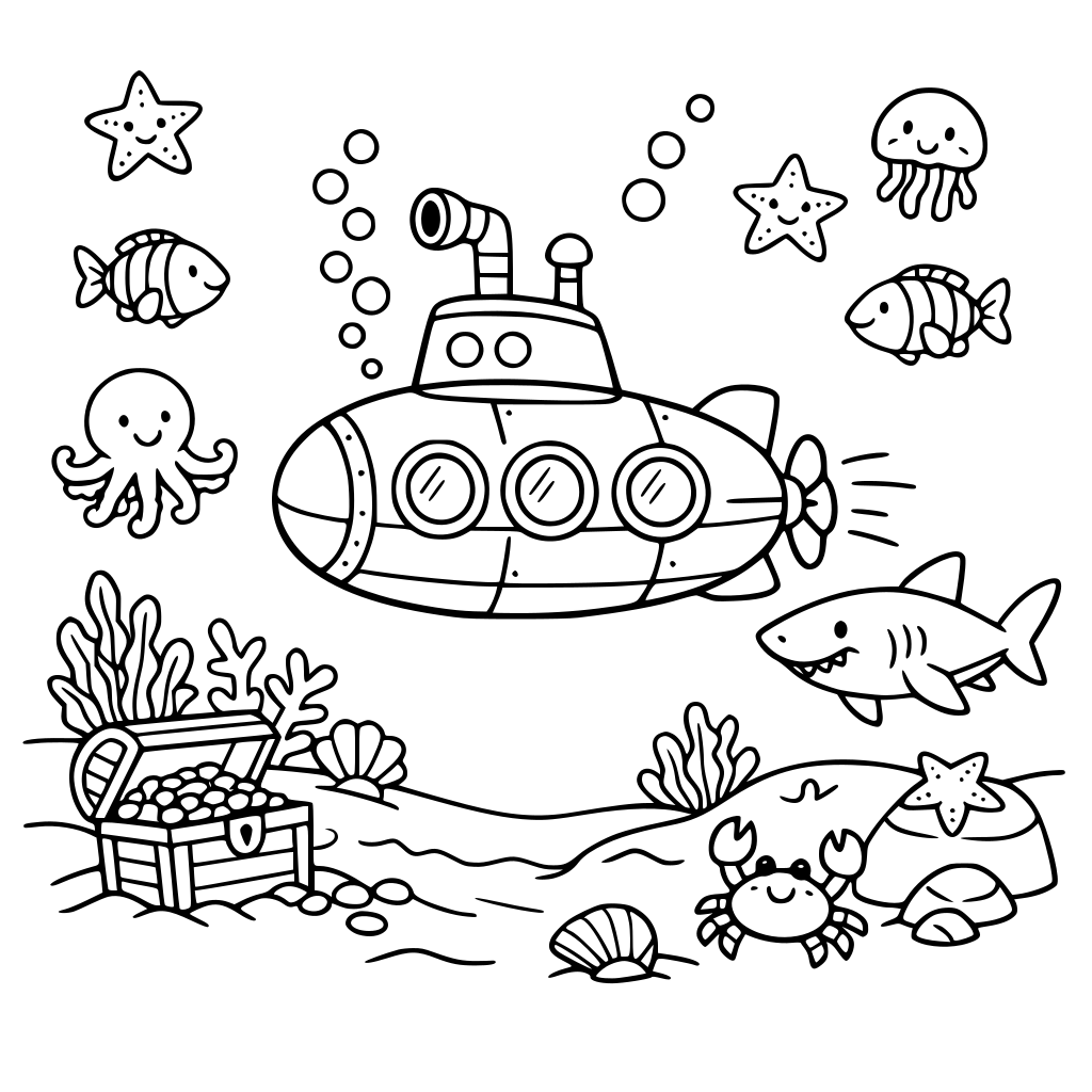 Ein U-Boot erkundet das Meer