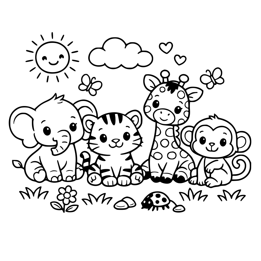 Tematica safari, animales bebes