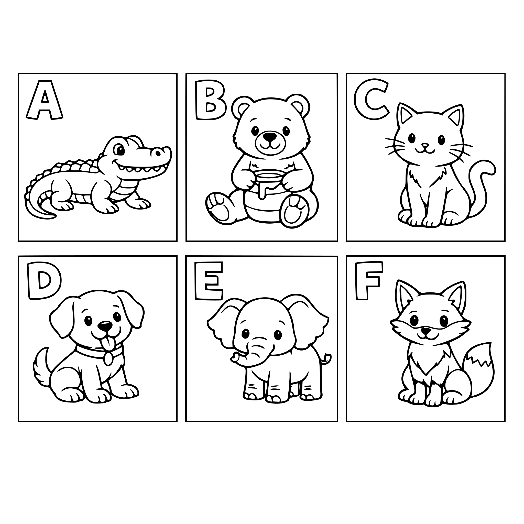 crie um livrinho com imagens de animais , um animal em casa pagina em ordem alfabetica coloque tambem a primeira letra do nome do animal em casa pagina