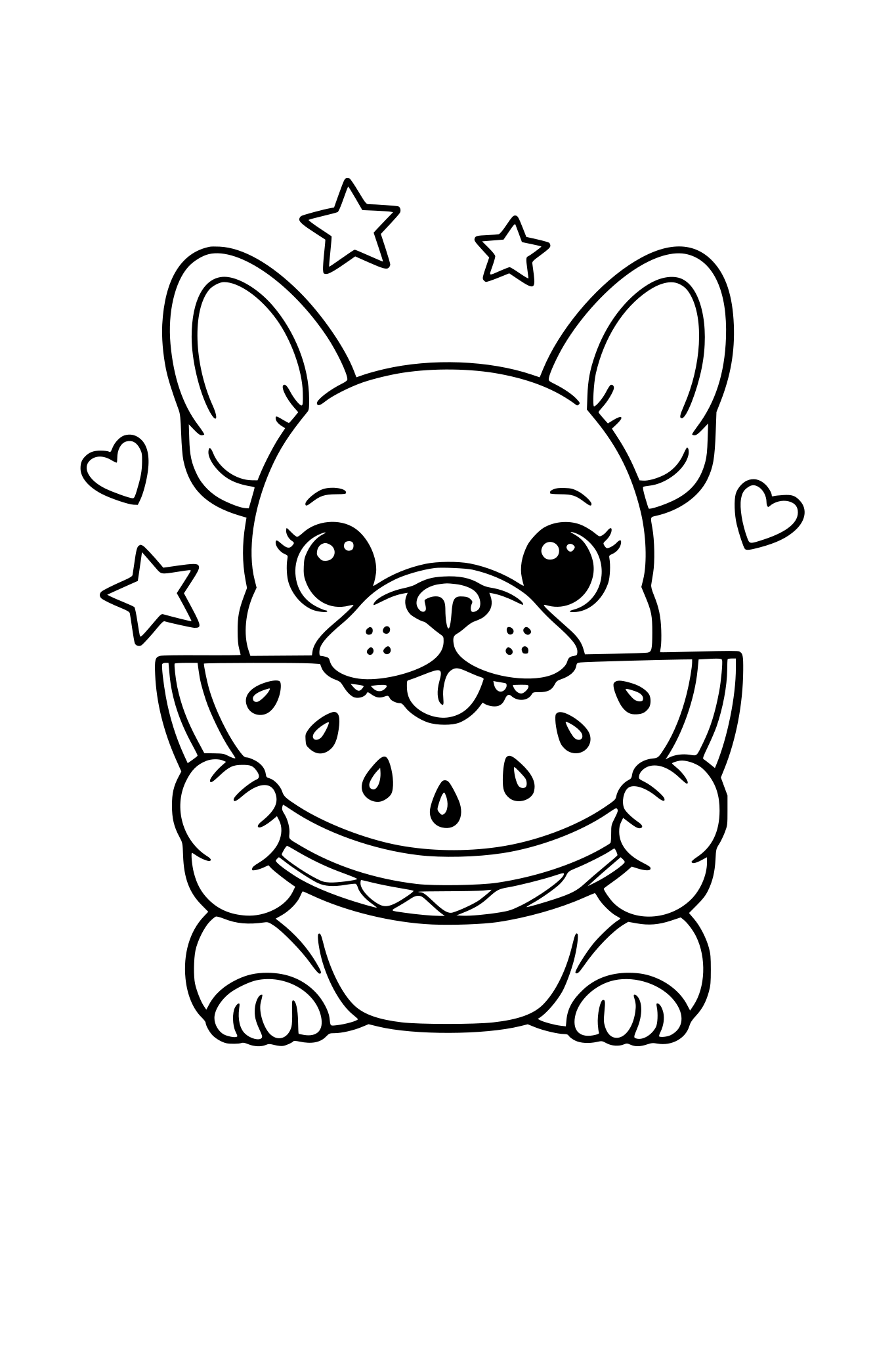 PERRITTA BULLDO FRANCÉS COMIENDO UNA SANDÍA