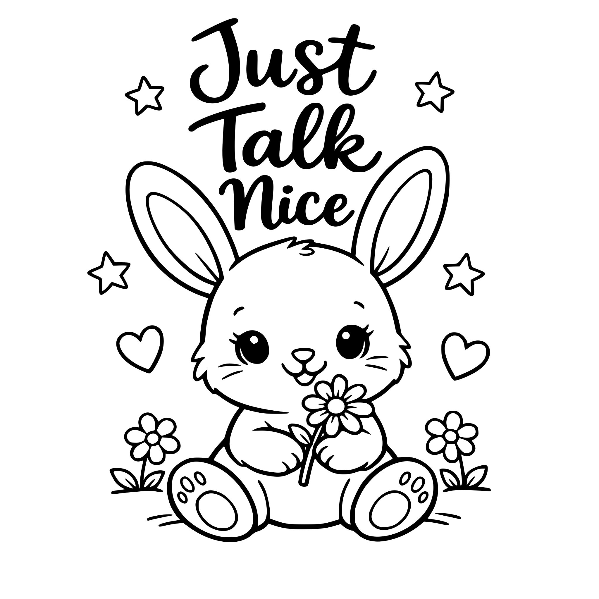 Just Talk Nice with a cute image of a bunny to color