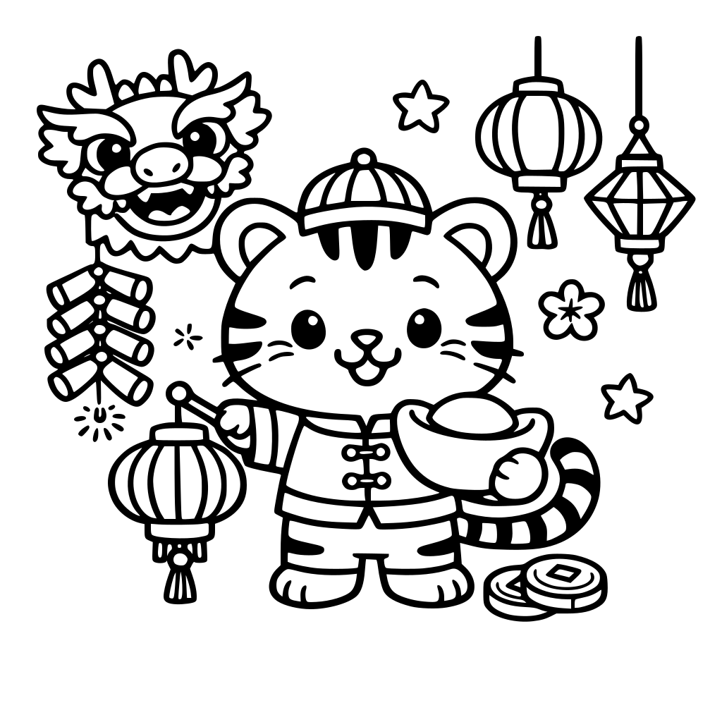 Lunar new year coloring pages for toddlers