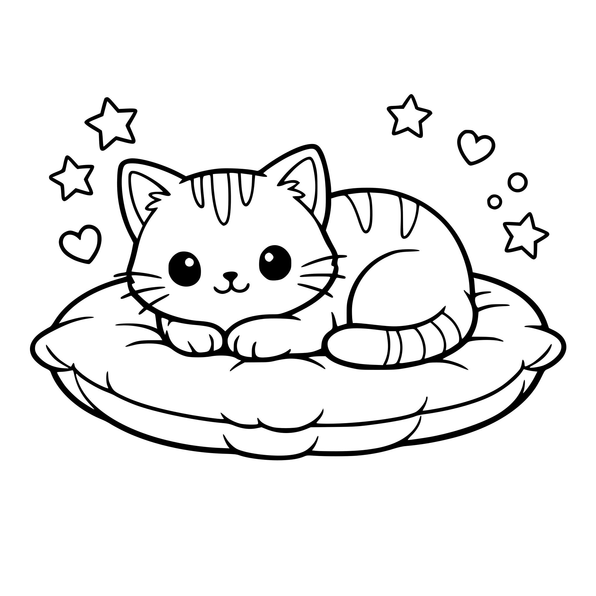 un gattino carino accovacciato su un cuscino