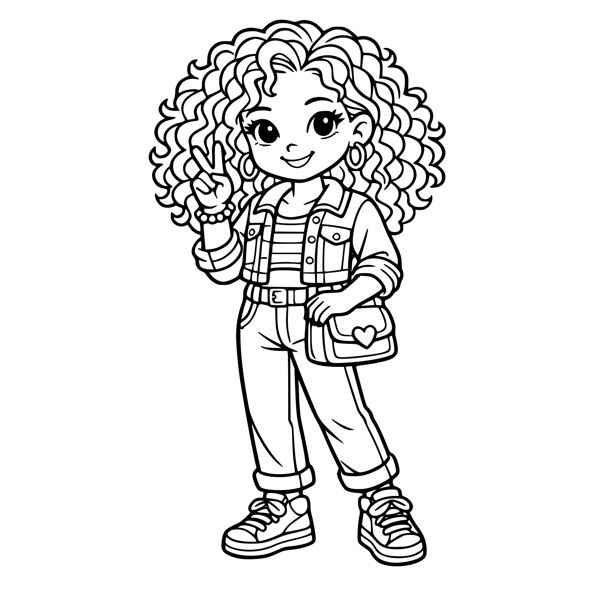 A curly haired girl how is very cute and has good style