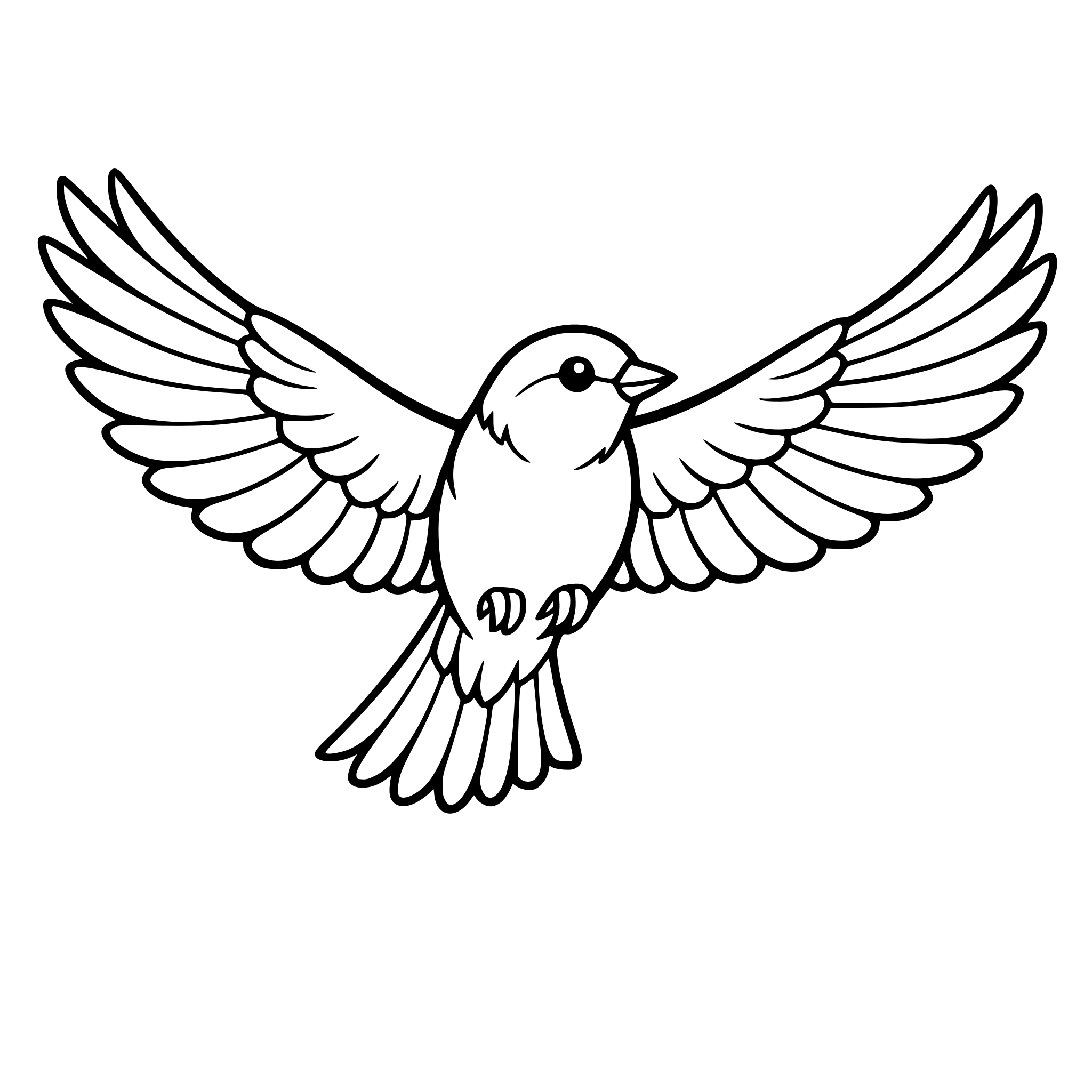 Create an image of a pretty bird with a wide wing span flying. White background, isolated.