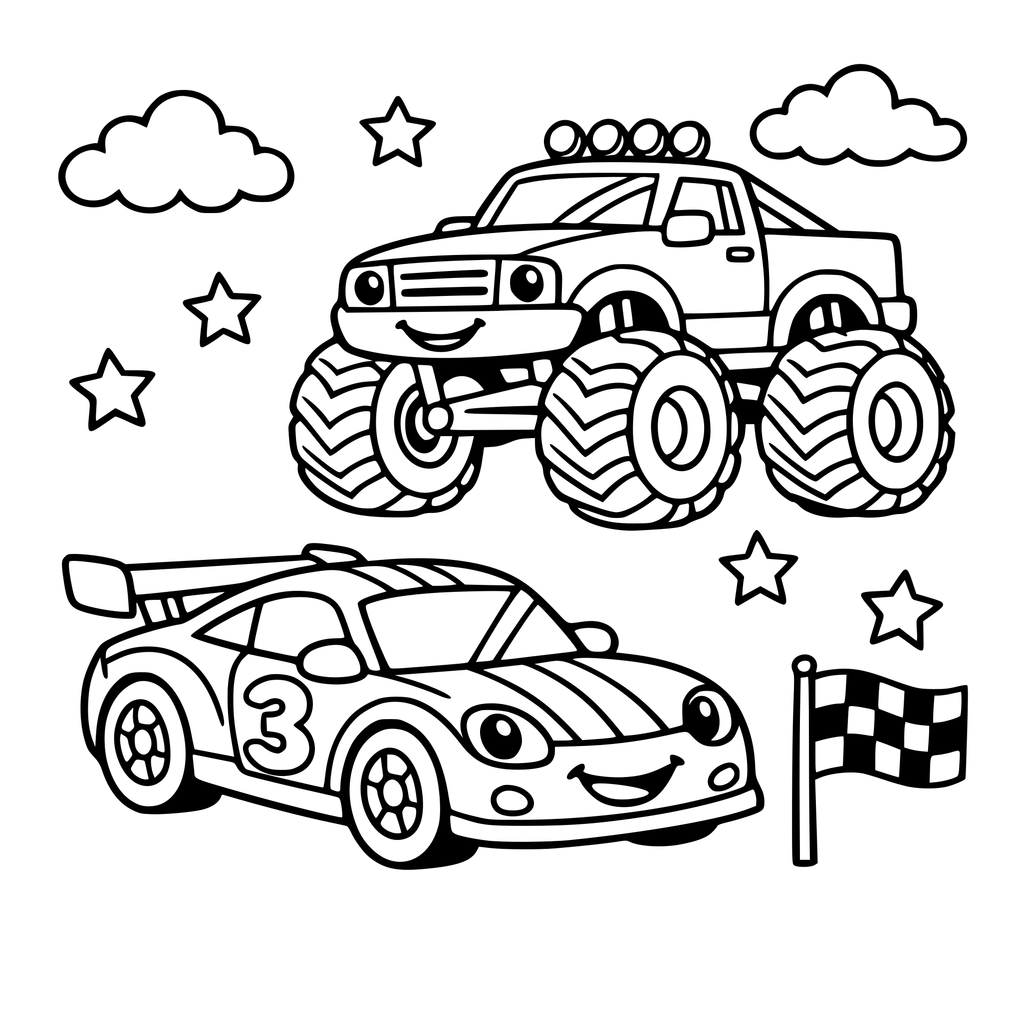 Libro da colorare per bambini di 6 anni con le macchine