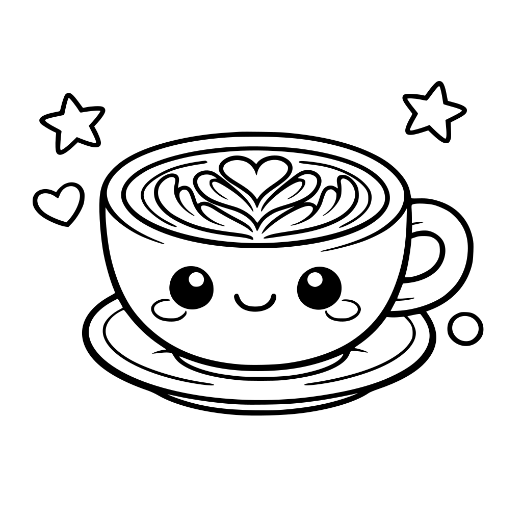 chibi coffee cup with a latte art