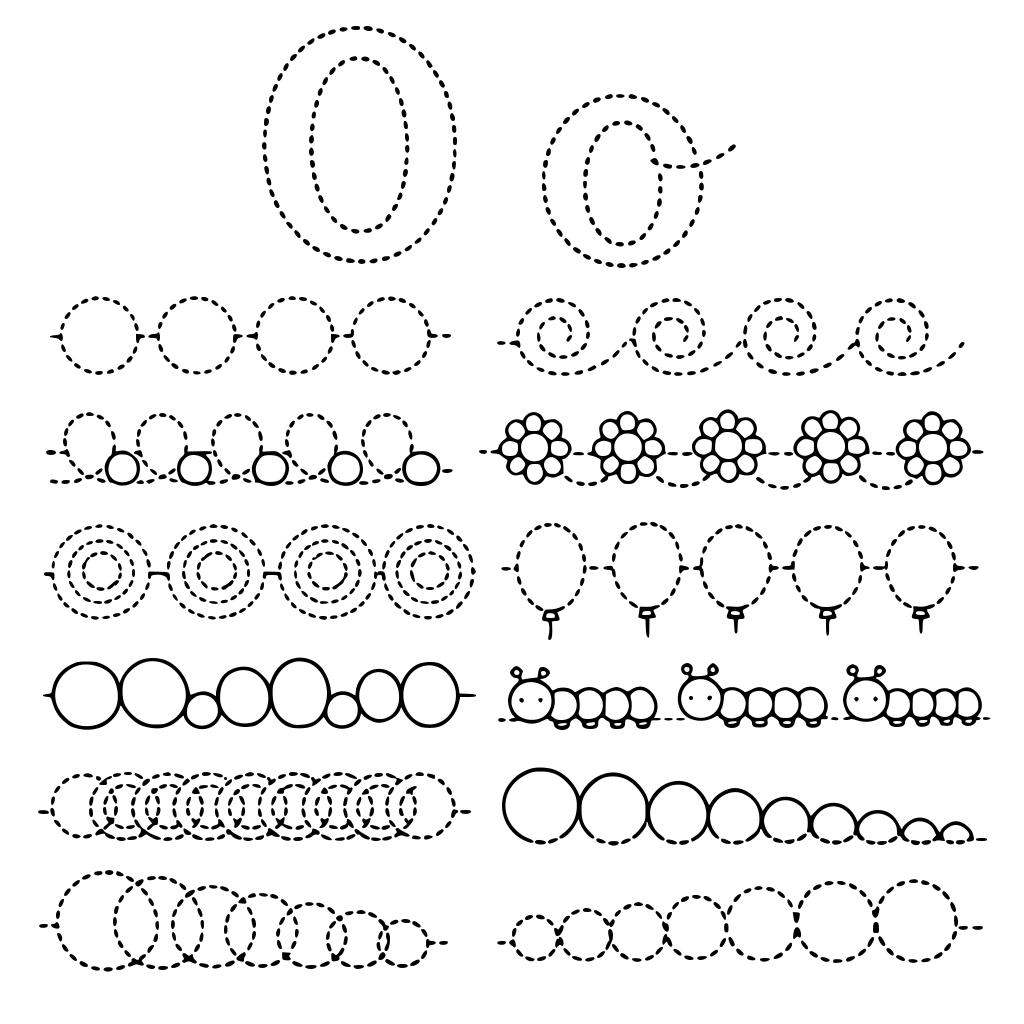 zrób całą listę ćwiczeń do litery O duże i o małe różne ślaczki wykropkowane dzięki którym nauczymy pisać się literkę O i o