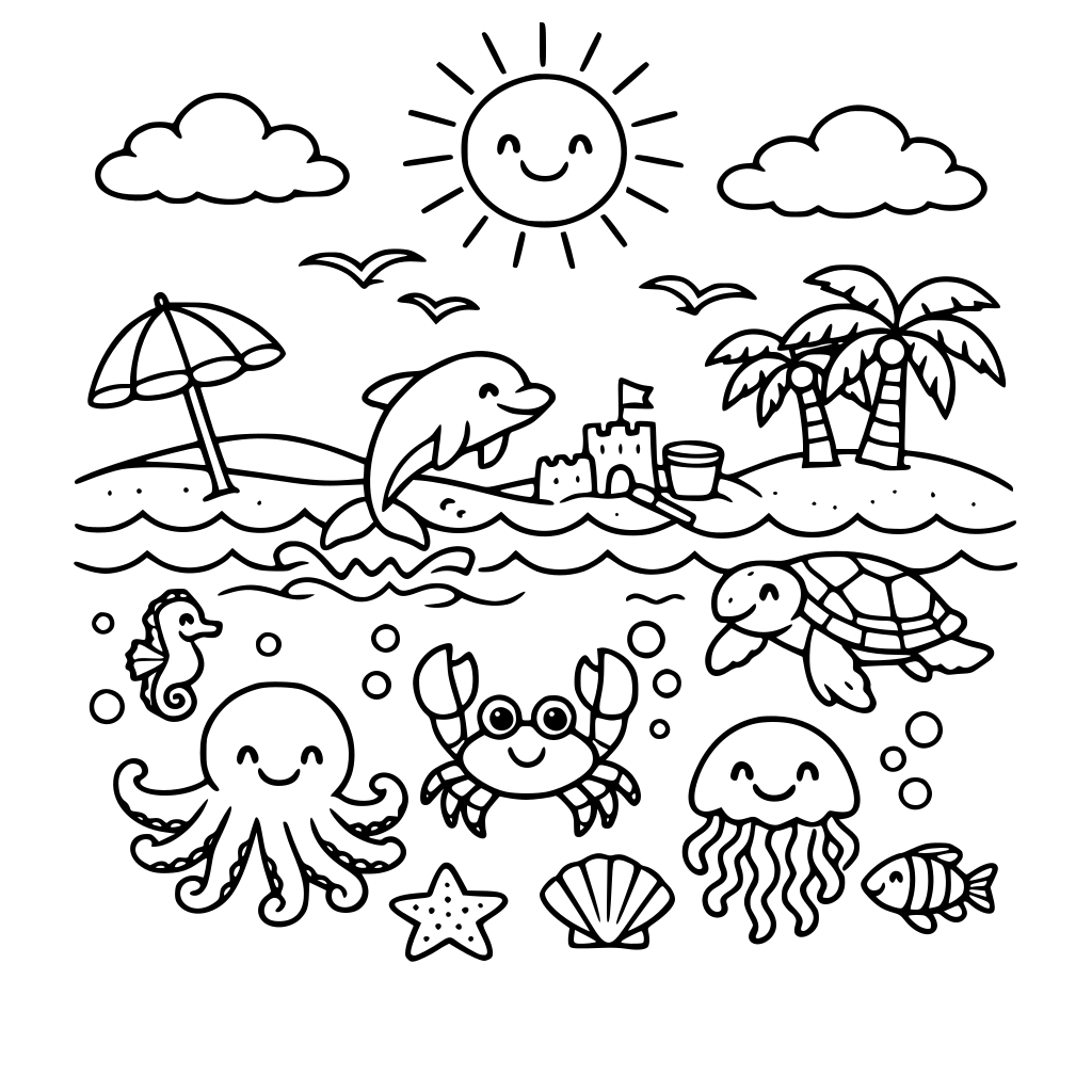 beach themed and sea creatures
