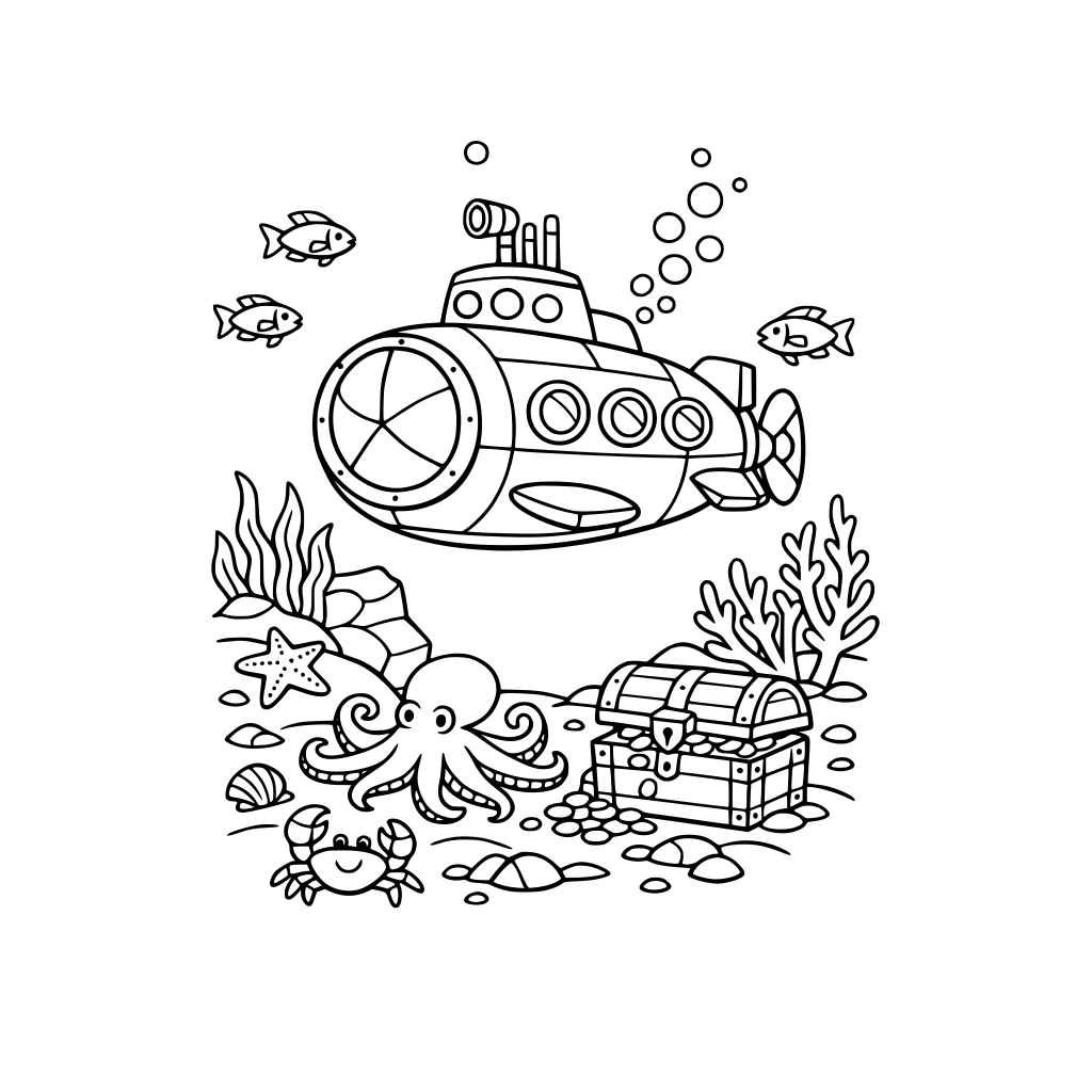 Een onderzeeër die de oceaan verkent