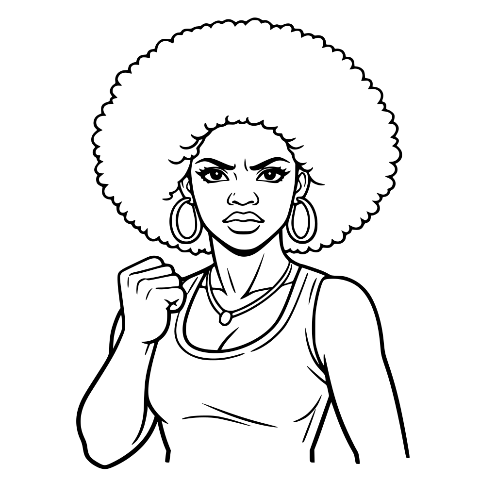 BLACK WOMAN BOLD STRONG ANXIOUS BEAUTIFUL FULL OF LIFE AFRO