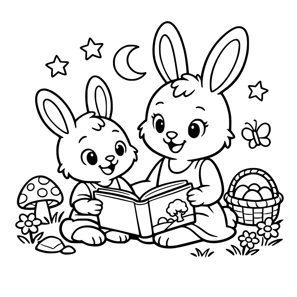 kids ebook story with rabbits