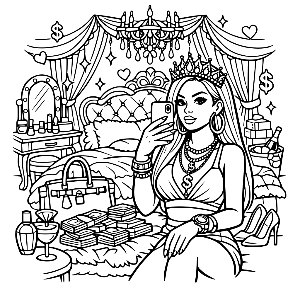 A trap queen luxe selfie aesthetic fantasy master bedroom for girls & women