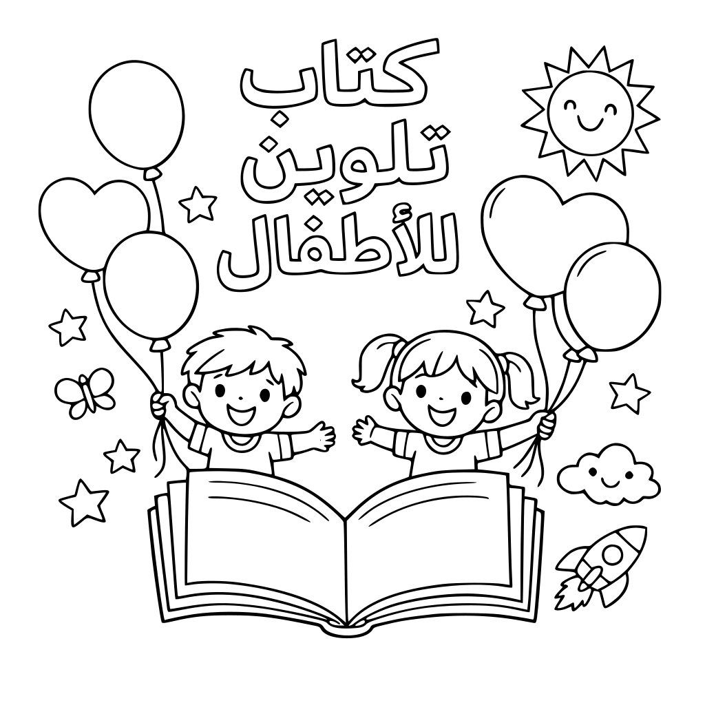 اريد تلوين غلاف كتاب بالون جميلة للاطفال