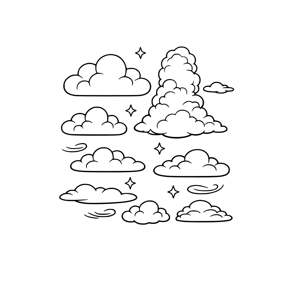 various shaped and sized clouds