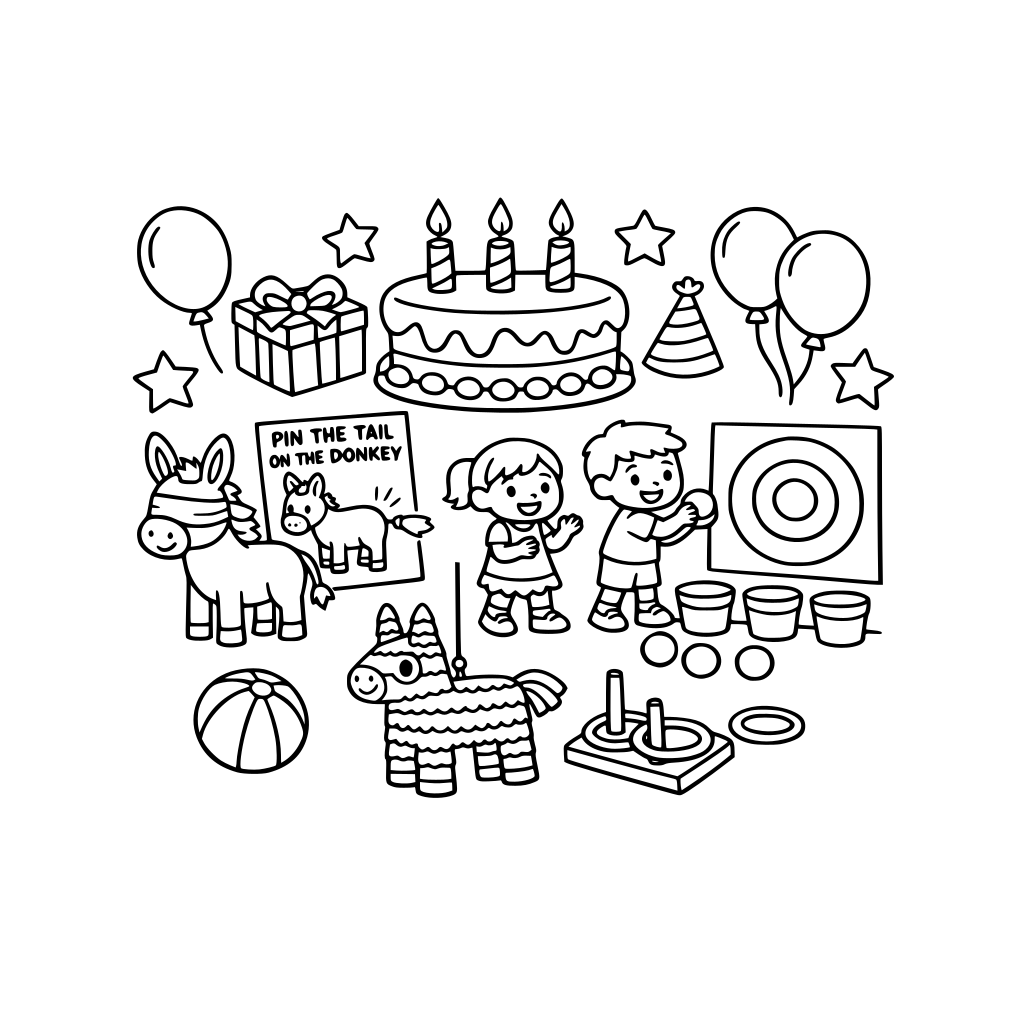 Pictures and games for 1-5 year olds for birthday party’s