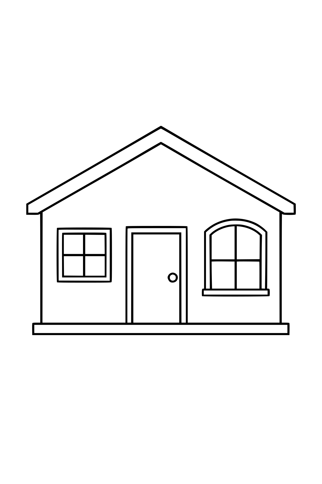 Simple house with door and windows