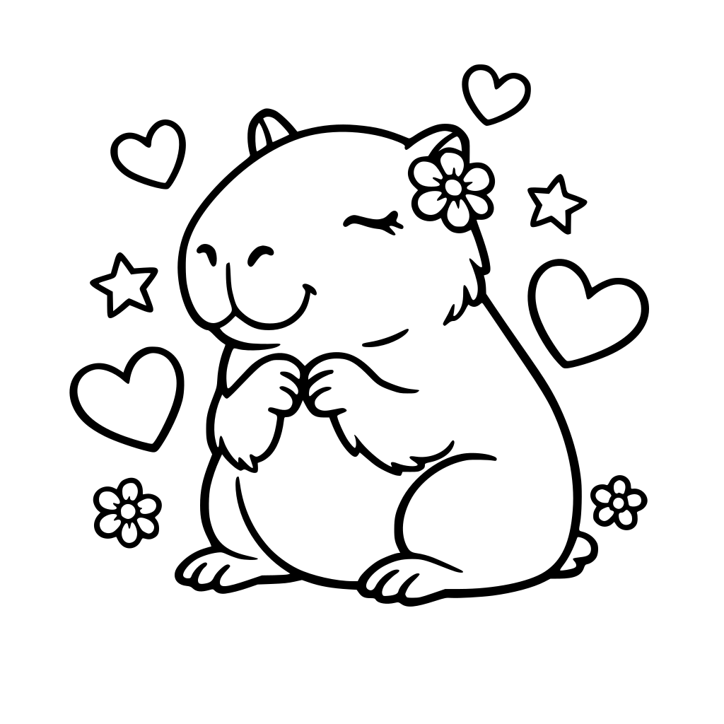 kolorowankę z zakochaną kapibarą