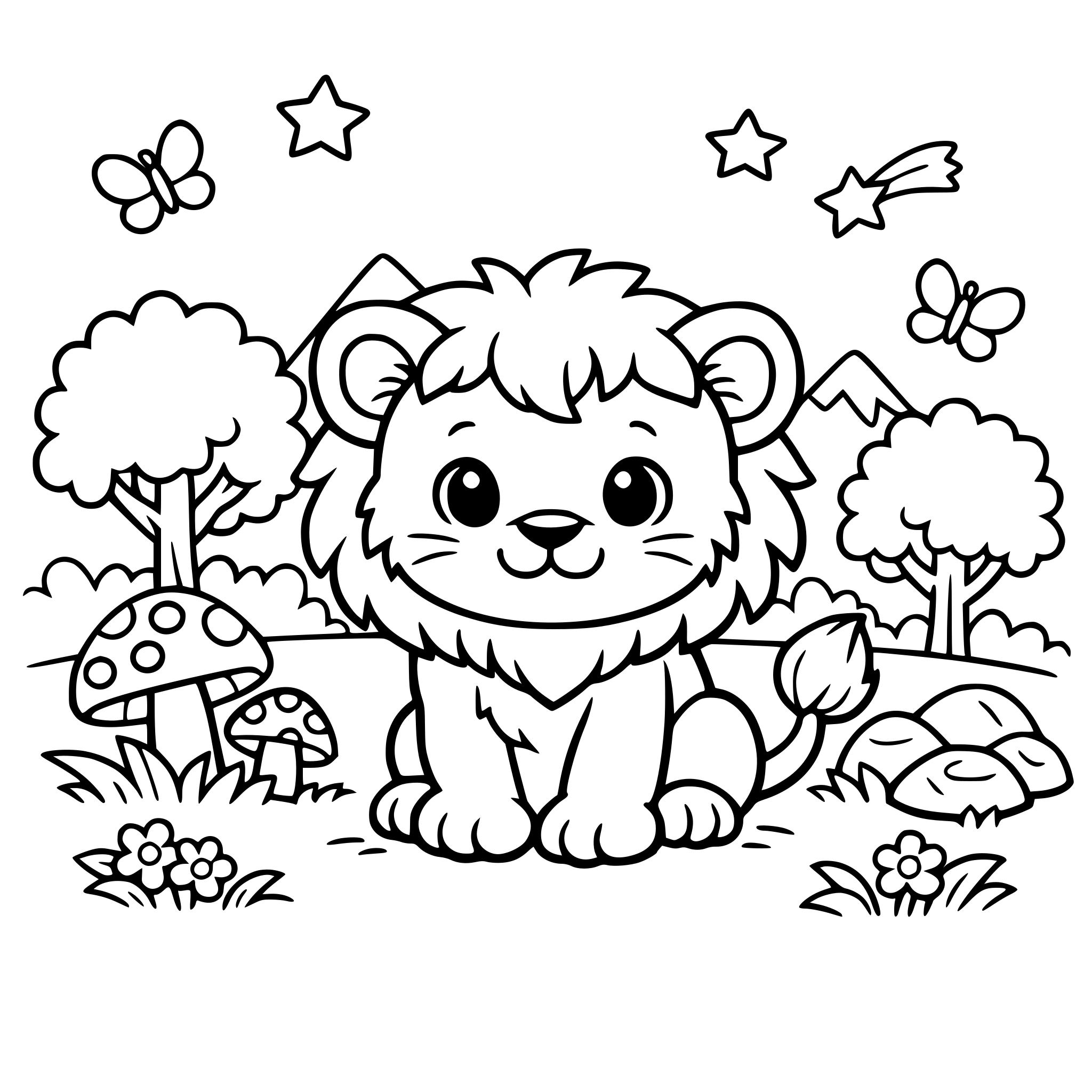 Baby lion in the forest