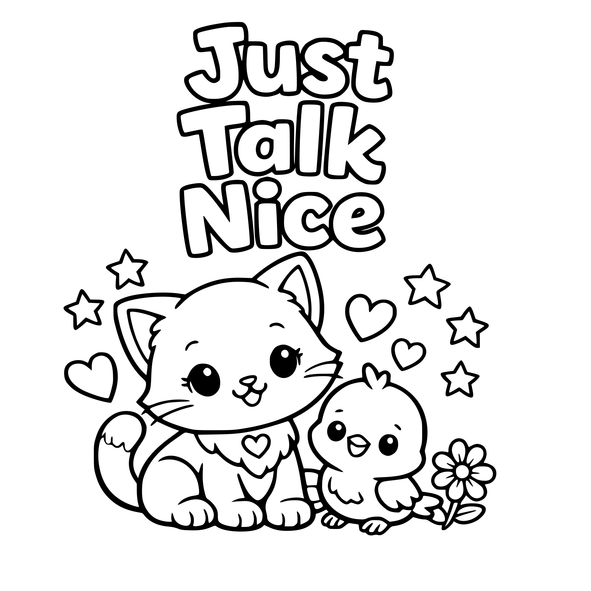 Just Talk Nice with a cute image to color