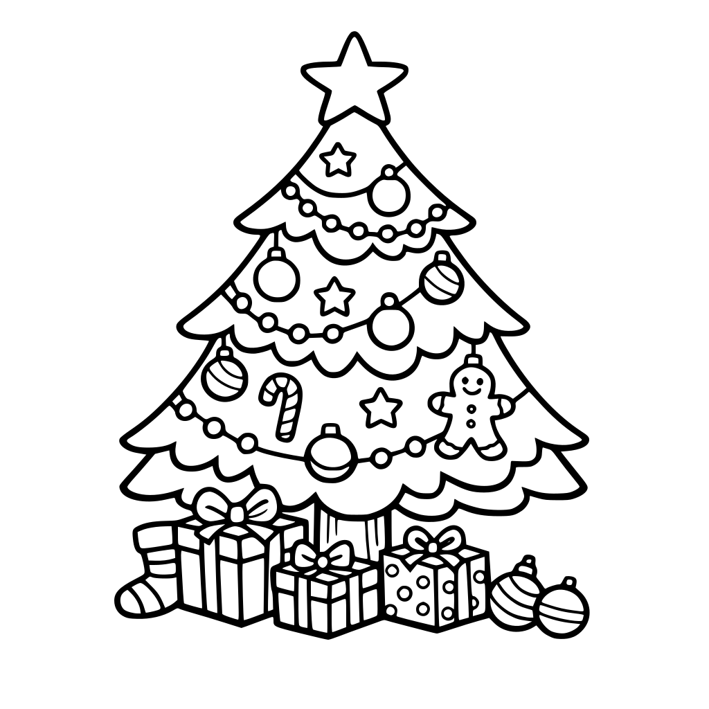 picture of christmas tree for kids to color