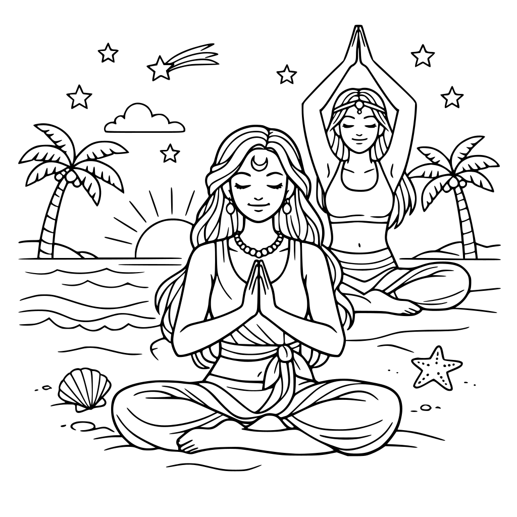 Mystic, women, Yoga, calm, happiness, strand